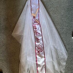 White Bride to Be Sash with Pink Accents